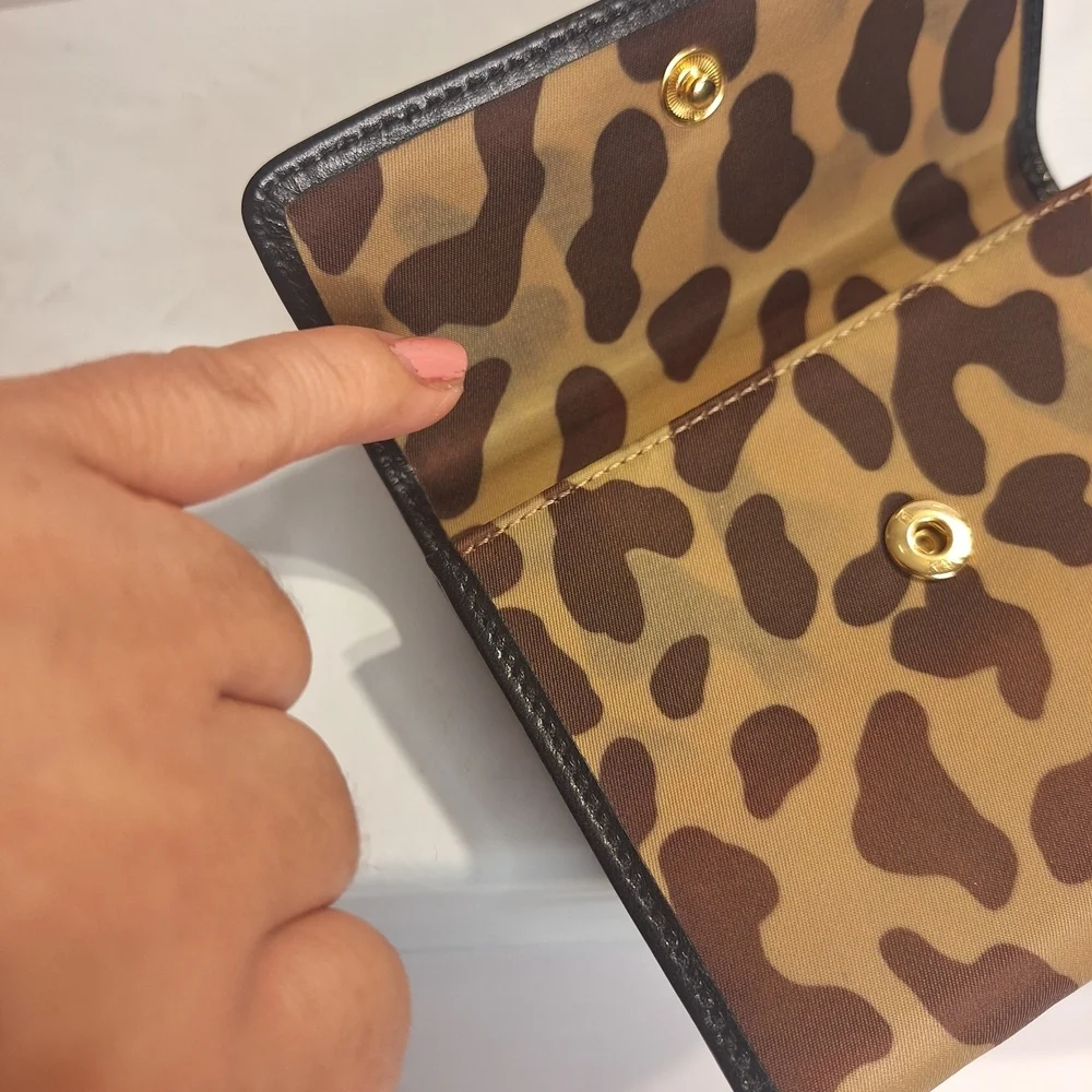 kate spade Leopard Print Bifold Wallet with Black Trim